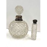 2 Antique silver top perfume bottles