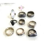 10 Vintage silver dress rings weight 61