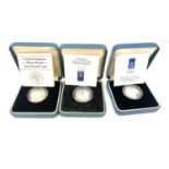 3 Boxed silver proof one pound coins