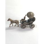 Vintage Dutch silver miniature horse drawn carriage please see images for details