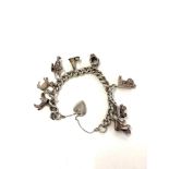 Vintage silver charm bracelet weight 60g