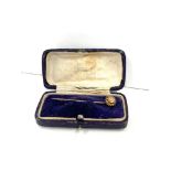 15ct gold and diamond stick pin boxed