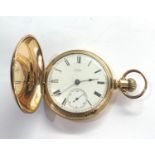 Fine large Antique full hunter Waltham Mass Wm Ellery pocket watch the watch winds and ticks and