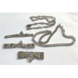 5 Silver necklaces and silver gate bracelets total weight 127g