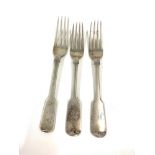 3 antique Georgian irish silver table forks weight 209g