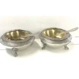 2 Victorian salts with spoons weight 126g