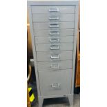 9 draw graduated metal filing cabinet