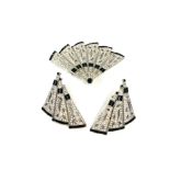 Vintage Butler & Wilson fan brooch and earring set