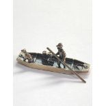 Vintage Dutch silver miniature man rowing a boat with his dog dutch silver hallmarks please see