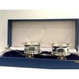 Large boxed silver trolly coasters Birmingham silver hallmarks measures approx 52cm long total