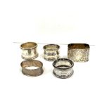 5 Silver napkin rings weight 128g