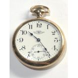 Antique official RR standard Ball watch Co Cleveland oh open faced gold plated case watch winds