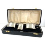 Boxed silver cruet set with spoons and blue glass liners Birmingham silver hallmarks