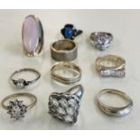 10 Vintage silver dress rings weight