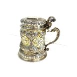 Rare Early antique German silver tankard measures approx height 13.5cm hallmarks to base