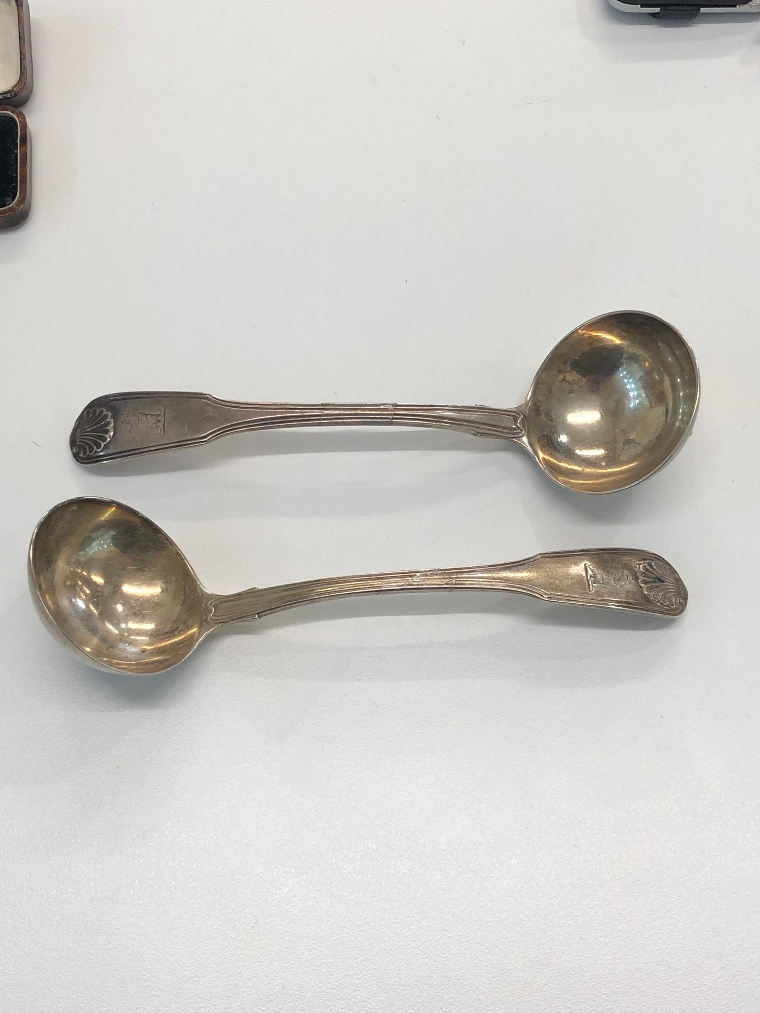 Pair Georgian silver ladles, approximate total weight 121g, London silver hallmarks - Image 4 of 4