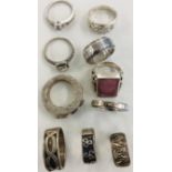10 Vintage silver dress rings weight 66g