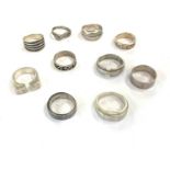 Selection of 10 vintage silver rings