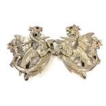 Vintage silver dragon and cherub buckle