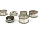 Selection of antique silver napkin rings weight 130g