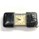 Movado purse watch black leather case the centre second watch is in good working condition shown