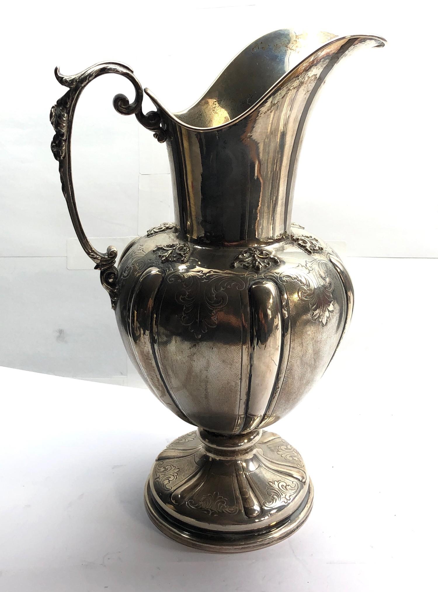 Large continental silver water jug hallmarked pellegrini 800 measures approx height 30cm weight 700g