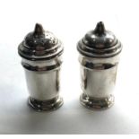 Silver salt and pepper sheffield silver hallmarks makers EV measures approx 8cm total weight 94g