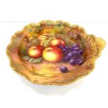 Signed Royal Worcester fruit plate signed h.h price in good condition measures approx 25 cm tall