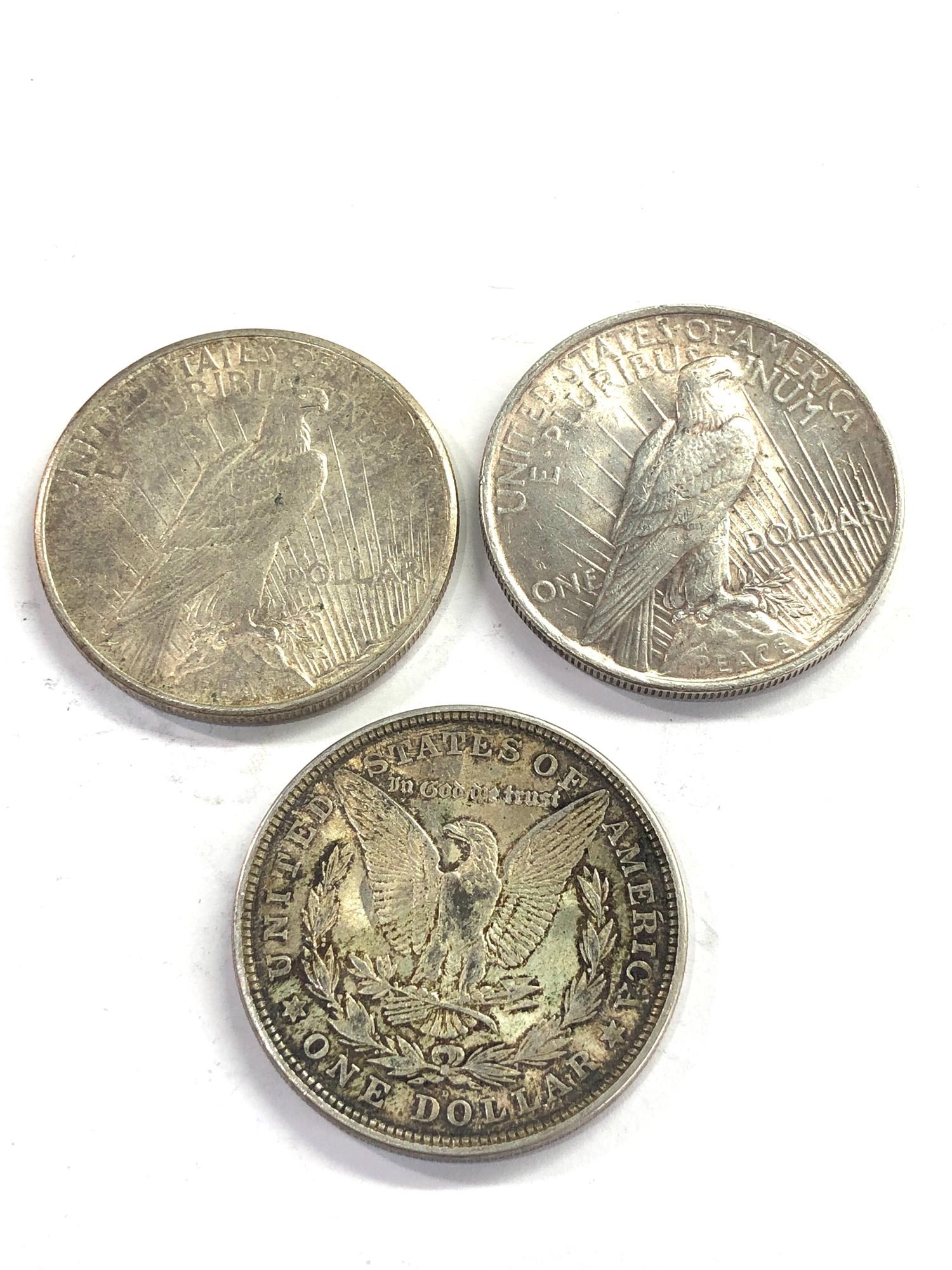 3 usa silver dollars 1922 ,1925 and 1921 - Image 2 of 2