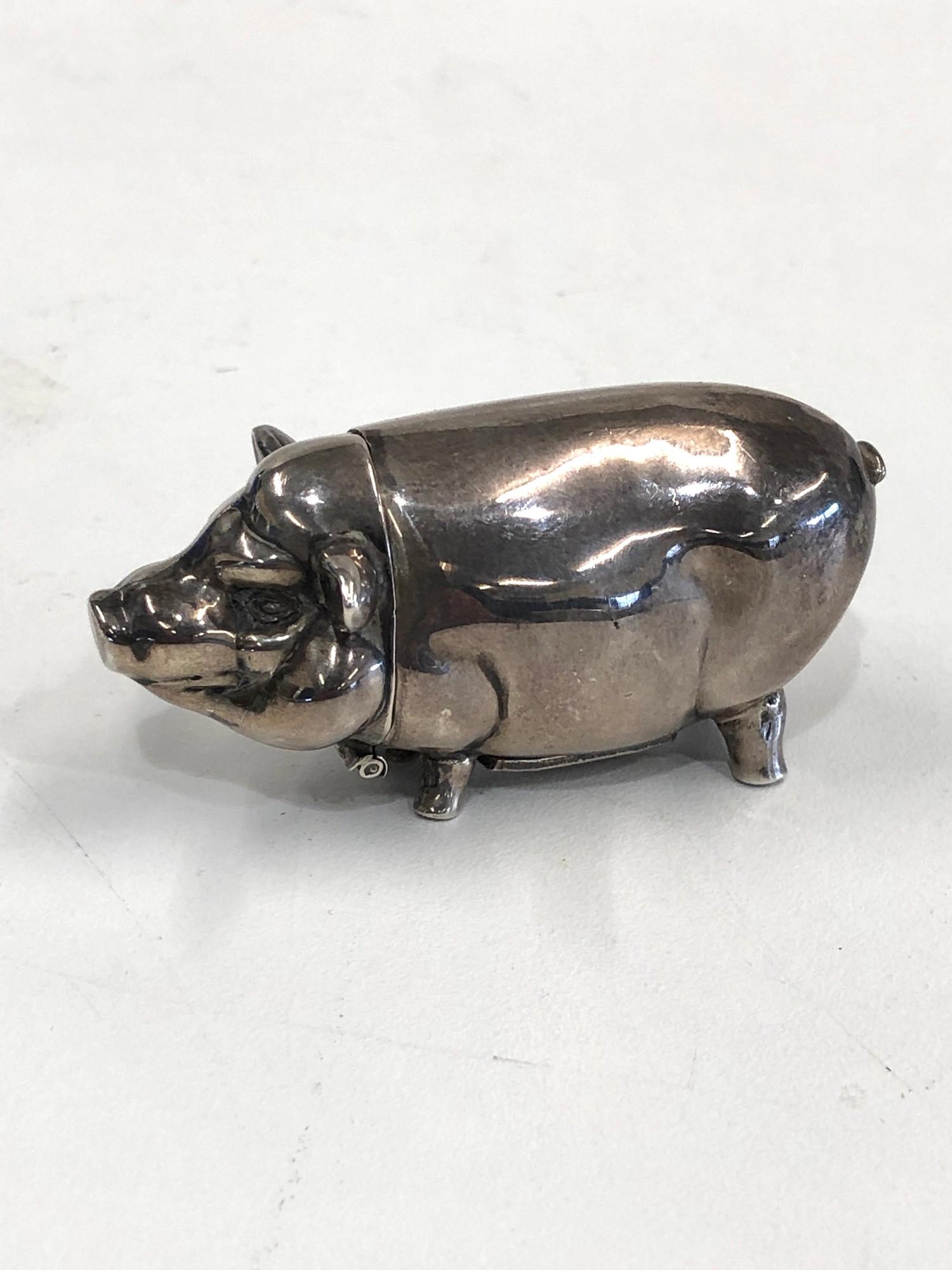 Silver pig vesta / match striker measures approx 6.2cm wide weight 37g hallmarked 925