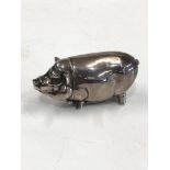 Silver pig vesta / match striker measures approx 6.2cm wide weight 37g hallmarked 925