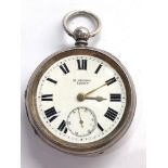 Antique silver pocket watch by H.Stone Leeds watch is not working sold as spares or repair no glass