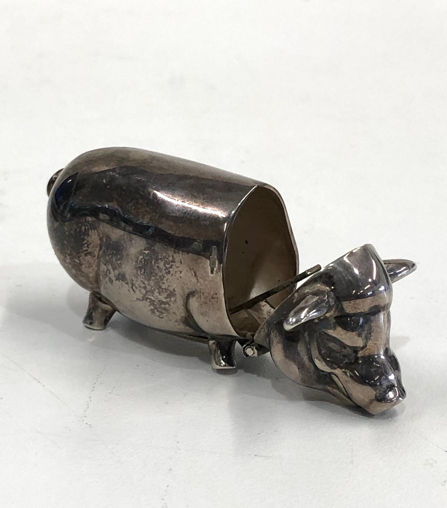 Silver pig vesta / match striker measures approx 6.2cm wide weight 37g hallmarked 925 - Image 3 of 5