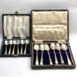 2 sets of silver spoons 1 Georgian both boxed weight of silver 145g