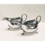 Pair of antique Georgian silver sauce boats london silver hallmarks date letter d weight 405g