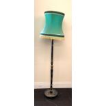 Chinoiserie black lacquer standard lamp with shade