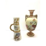 2 Royal Worcester blush ivory Vases largest vases measures approx 43cm tall and in good condition