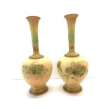 2 Royal Worcester blush ivory Vases chip to base on one each measures approx 24cm tall