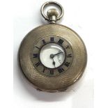 Antique silver half hunter pocket watch movement signed Beaucourt watch winds and ticks but no