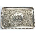 Fine antique silver embossed cherub dressing table tray Birmingham silver hallmarks weight 245g