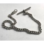 Silver double Albert watch chain silver weight 29g