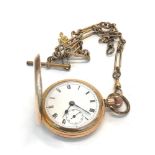 Antique gold plated full hunter pocket watch and chain the watch winds and ticks but no warranty