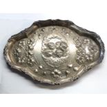 Fine antique silver embossed cherub dressing table tray Birmingham silver hallmarks weight 230g