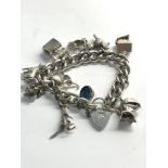 Vintage silver charm bracelet weight 72g