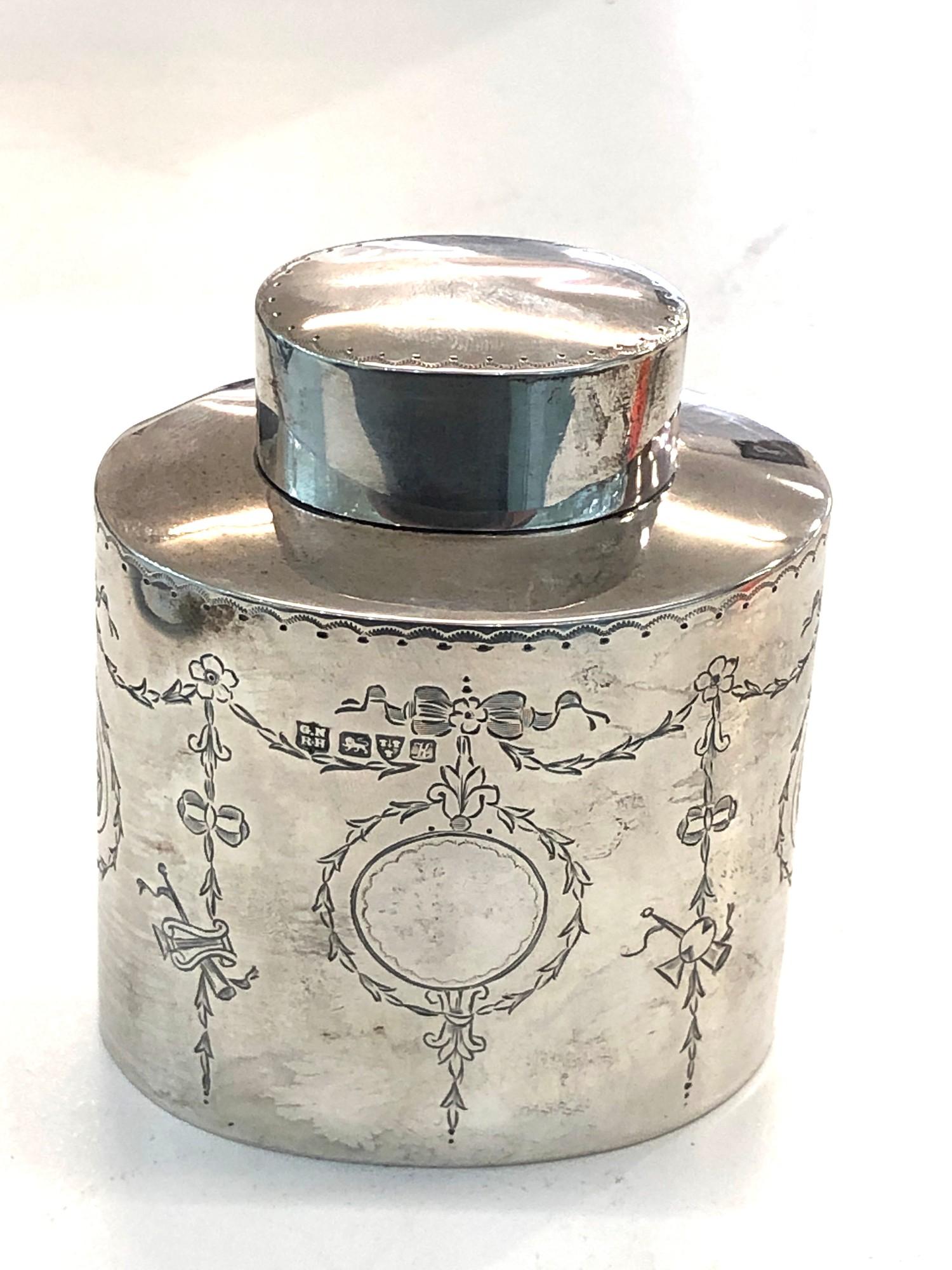Antique silver tea caddy Chester silver hallmarks weight 124g