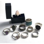 Selection of 10 vintage silver rings