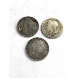 3 Georgian silver crowns worn condition