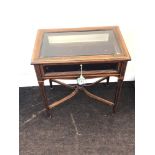 Antique Edwardian inlaid showcase cabinet, measures approx