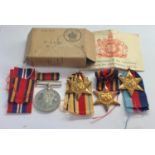 Boxed ww2 medals 4 medals and ribbons in original box