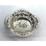 Pierced continental silver embossed bowl 800 silver hallmarks measure approx 18cm dia weight 120g